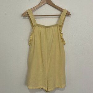 Mable | Yellow Ruffle Tank Style Romper with Pockets, size M